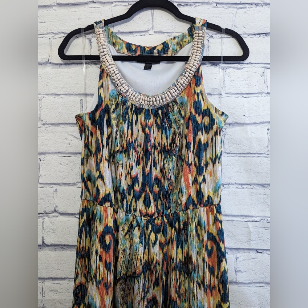 AGB Beaded Neckline Side Slit Maxi Dress Women's Size Medium